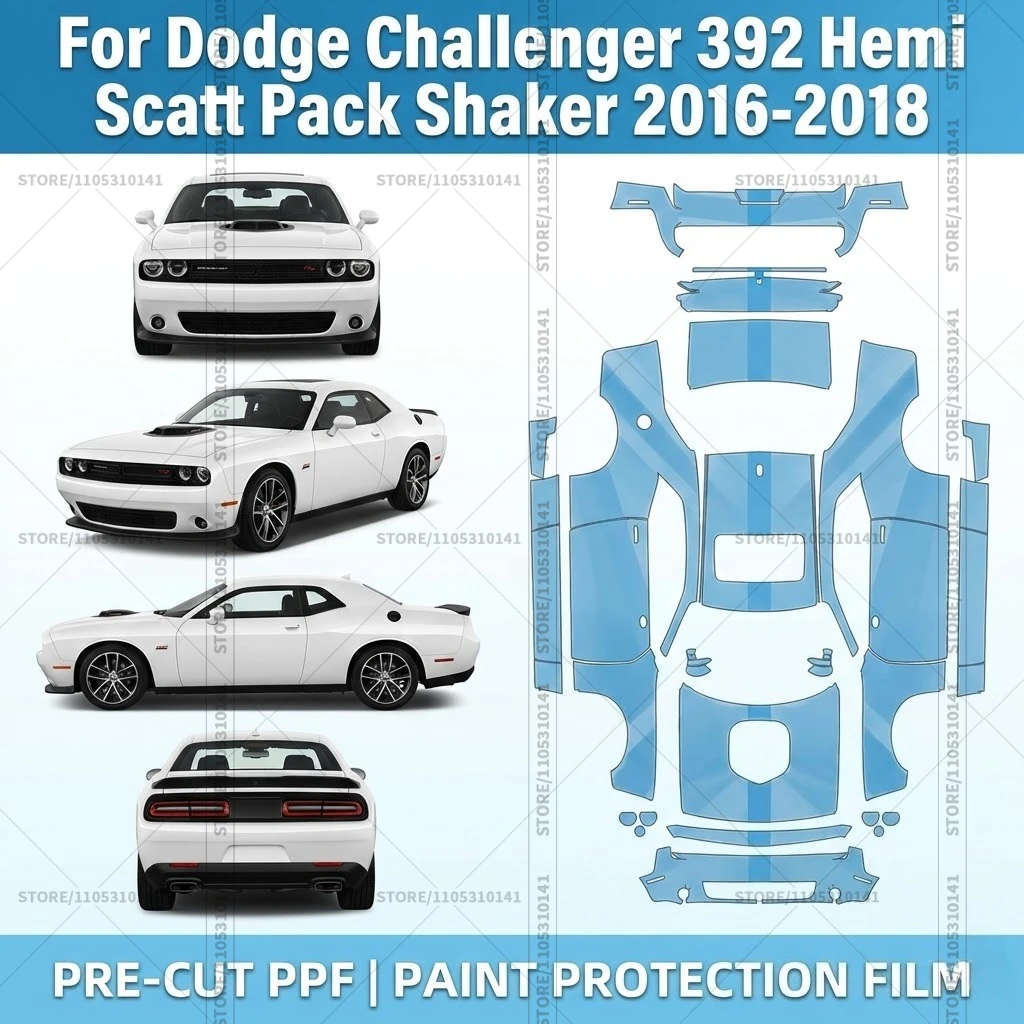 Pre-Cut Paint Protection Film PPF Transparent Car Film Automotive PPF For Dodge Challenger 392 Hemi Scatt Pack Shaker 2016-2018