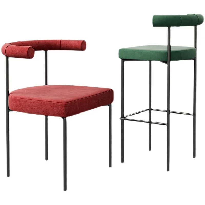 

Nordic simple fabric soft bag hotel restaurant wrought iron coffee milk tea shop chair high backrest