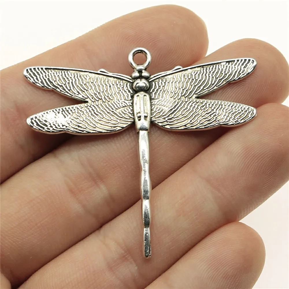 WYSIWYG 3pcs 43x47mm Pendant Dragonfly Dragonfly Charm Pendants For Jewelry Making Antique Silver Color Dragonfly Pendants