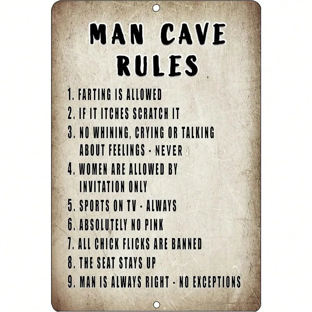 

Tactical Metal Tin Sign with Sarcastic Rules for Man Cave Bar Wall Decor