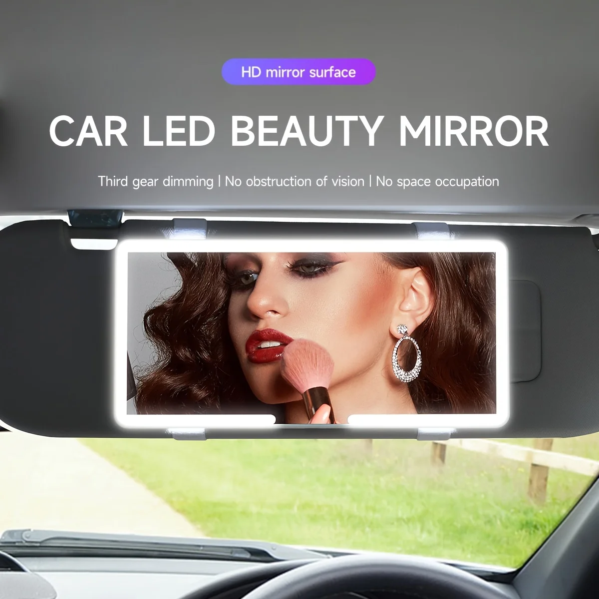 

Upgraded Ultra-Thin Version Car Visor Vanity Mirror Rechargeable& LED For Car Truck SUV Rear View With Touch Screen