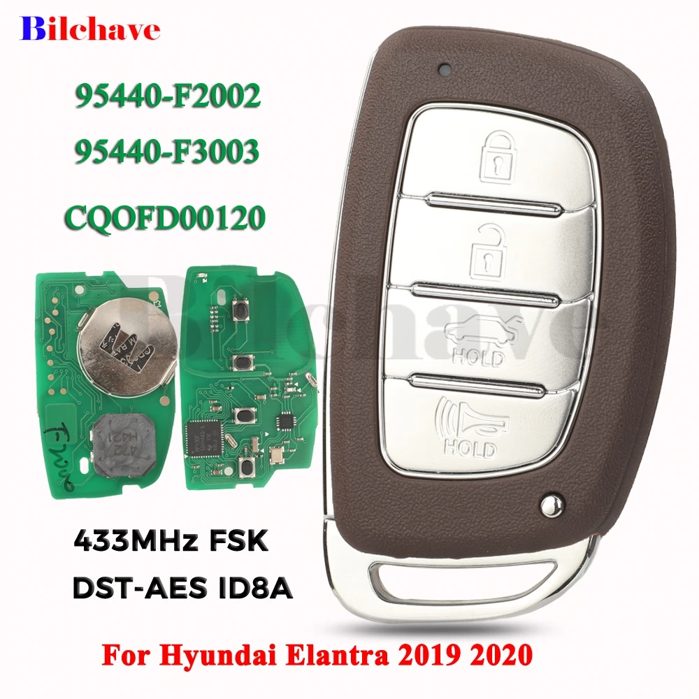 

jingyuqin CQOFD00120 8A Chip 433MHz 95440-F2002 F3002 For Hyundai Elantra 2019 2020 Smart Car Key Remote Control Fob 4 Buttons