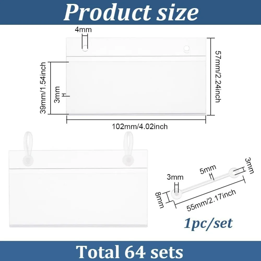 64 Sets Plastic Wire Shelf Label Holder Basket Label Clips with Easy Button Lock Design Lock Closure Rack Display Price Sign