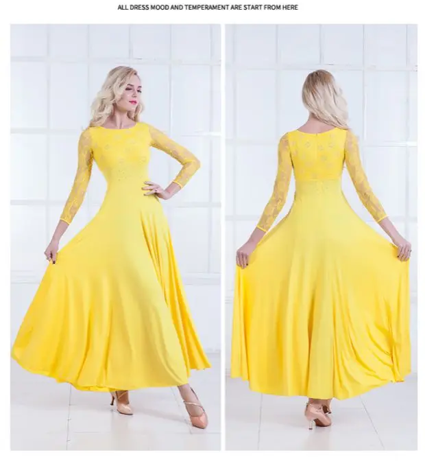 Vestido dança moderna para dança de salão, performance traje, saia grande balanço, novo