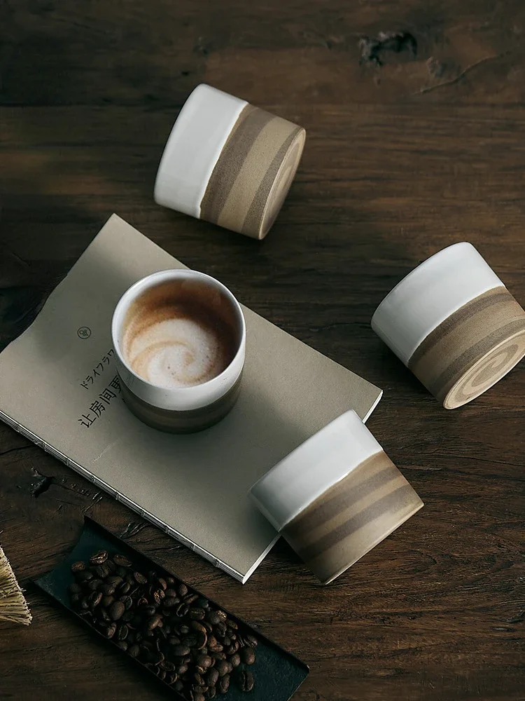 

Rustic Stoneware Latte Cup - 180ML Japanese Afternoon Tea Mug, Ideal for Americano & Floral Tea, Wabi Sabi Aesthetic Coffee Cup