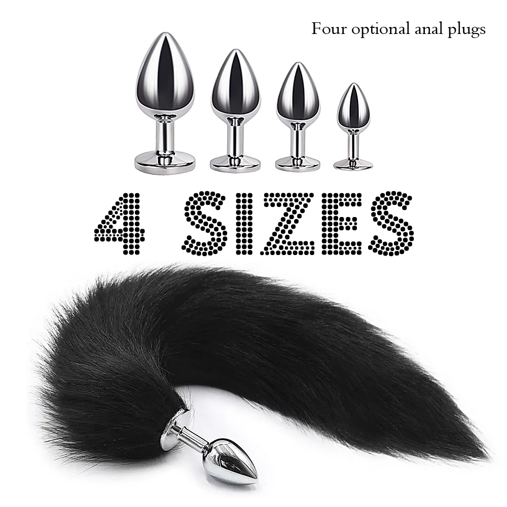 4 Sises Fox Tail Anal Plug Role-playing Prostate Massager Anus Training Dog Tail Butt Plug Dildo Adult Toys for Couple Women Men