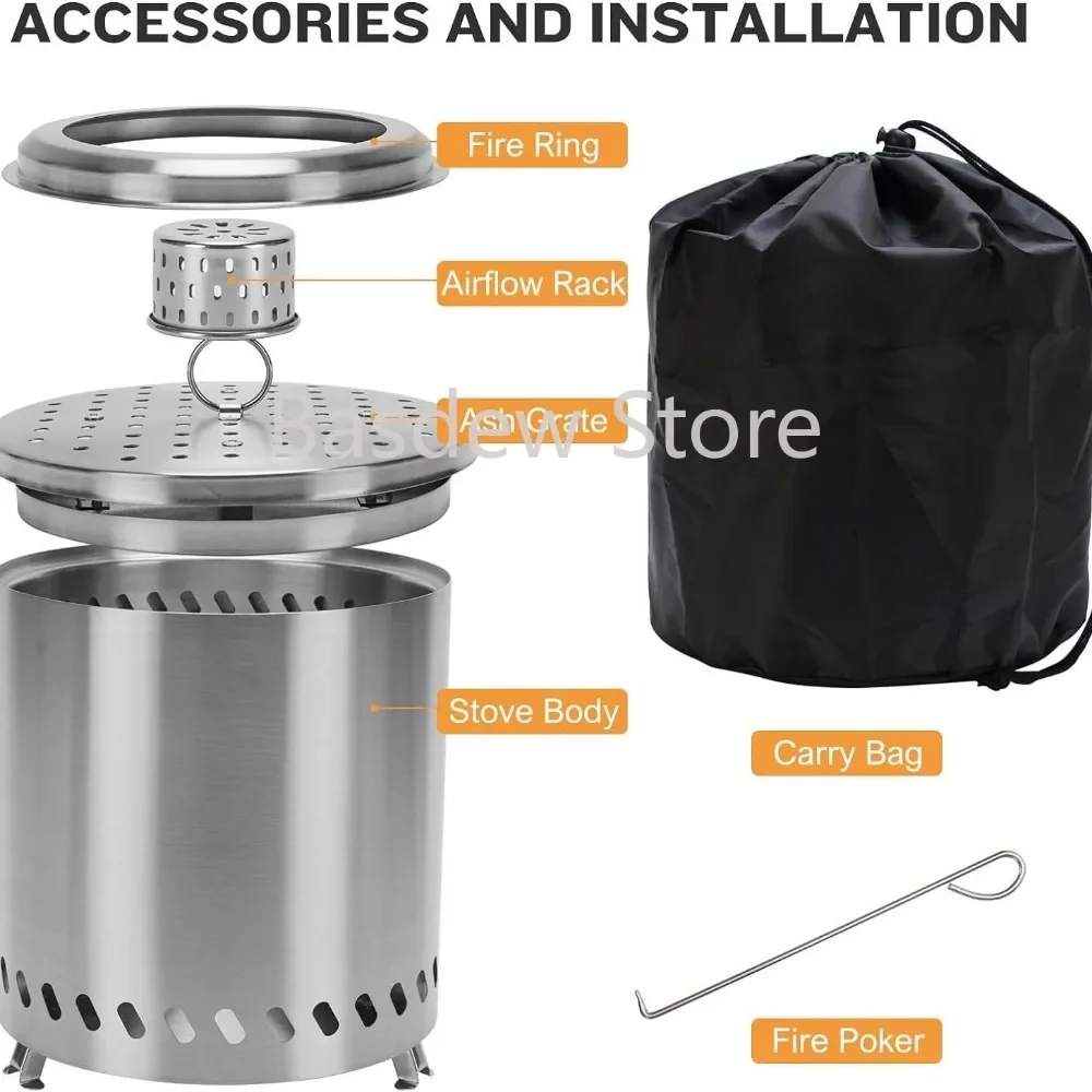 

Original Outdoor Stainless Steel Desktop Indoor Courtyard Stove Mini Firewood Stove Portable Oven Smokeless Stove