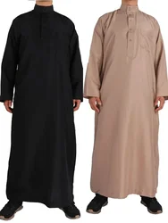 Eid 무슬림 Jubba Thobe 남성용 라마단 자수 긴 로브, 카프탄 기모노, 사우디 무술만 아바야, 두바이, 아랍, 터키 이슬람 의류