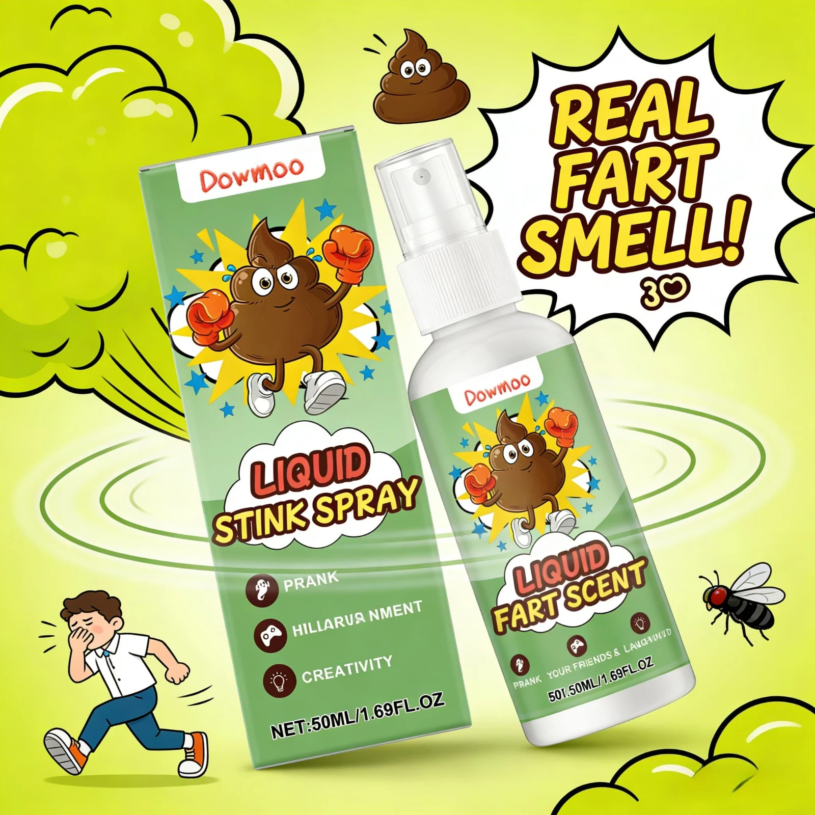 Spray de Pequeños Estopos, Bomba de Mal Olor, Regalo de Broma, Juguete Divertido y Novedoso para Adultos, Amigos, Fiestas, Halloween, Día de los Inocentes, Suministros para Bromas Prácticas