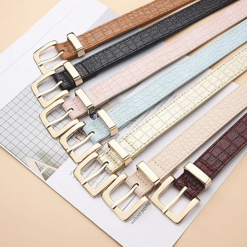 Fashionable Belts for Woman Artificial PU Crocodile Skin Pattern Belts Korean Style Jeans Belts