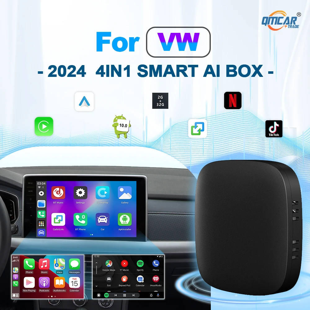 Carplay Ai Box Wireless CarPlay Android auto Tv Box For Youtube Netflix For VW Spacefox CC Golf R Fox GTI Polo Touran Gol Polo