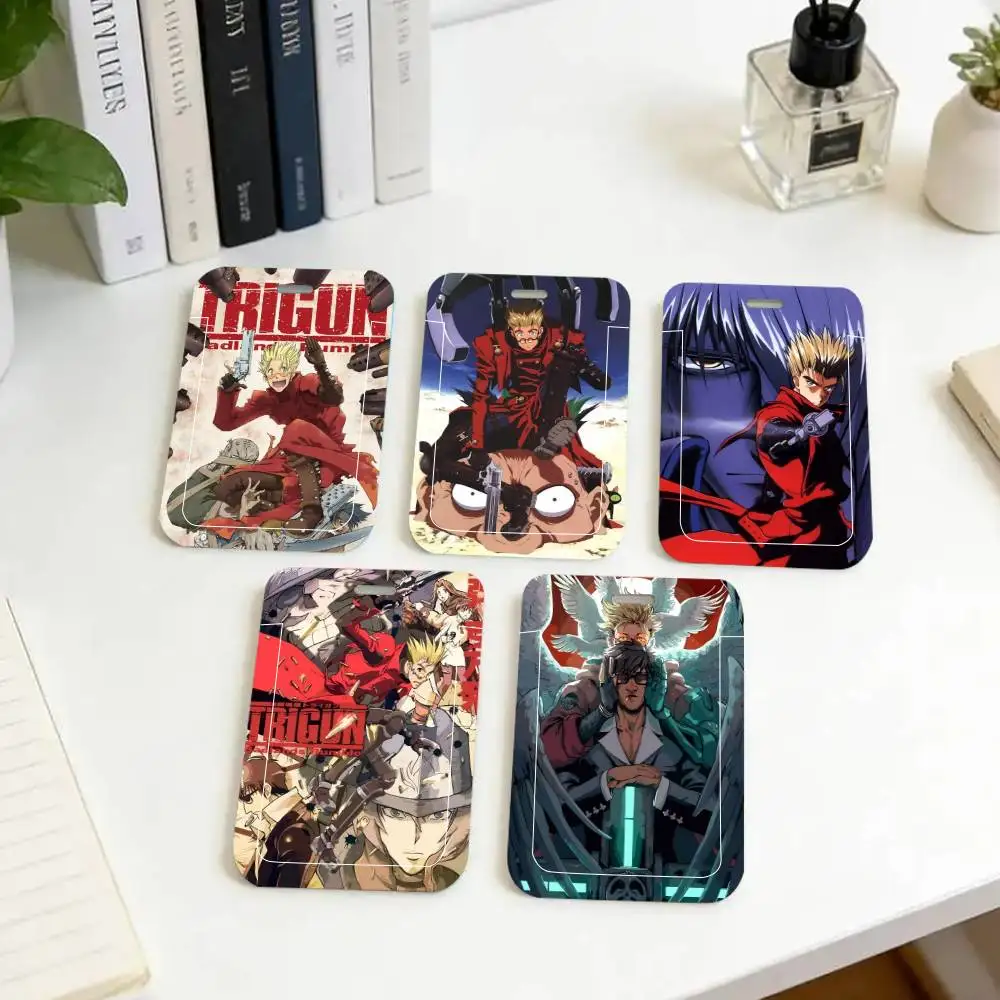 Cool Anime T Trigun  ID Card Holder Neck Strap Pendant Door Badge Holder Lanyards Keychain Work Credential Case Gift