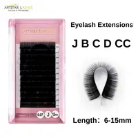 ARTSTAR pestañas de seda Natural J B C D CC Curl 6-15mm de longitud extensiones de pestañas de volumen pestañas individuales negras mate para maquillaje