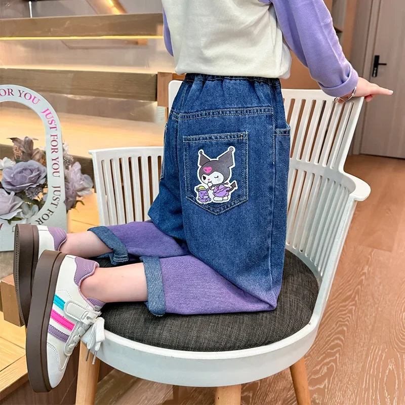 

Kuromi Anime Kawaii Sanrio Ins Fashion Long Pants Jeans Cute Cartoon Sweet My Melody Trousers Clothing Lovely Gifts for Kids