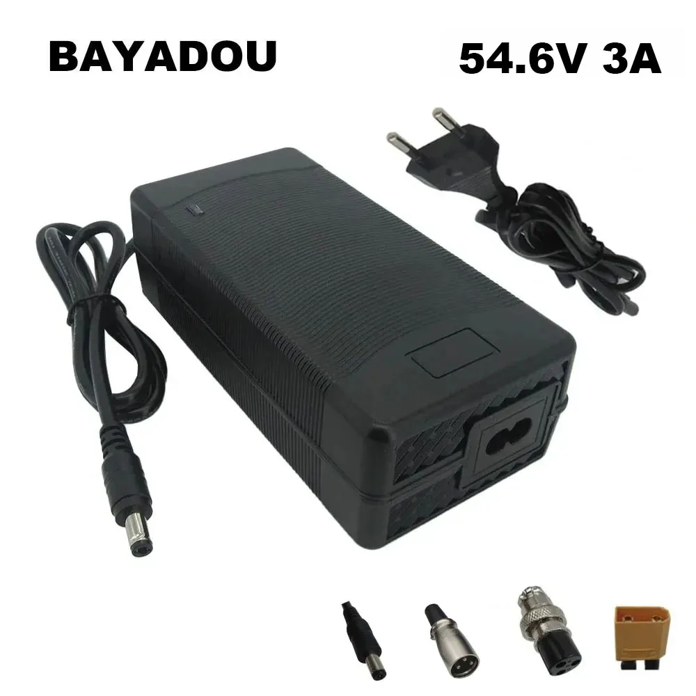 

48V 54.6V 3A Lithium Battery Charger For 13S 48 Volt 48V3A Li ion 20AH 30AH Charger DC GX16 XLR XT60 Connector