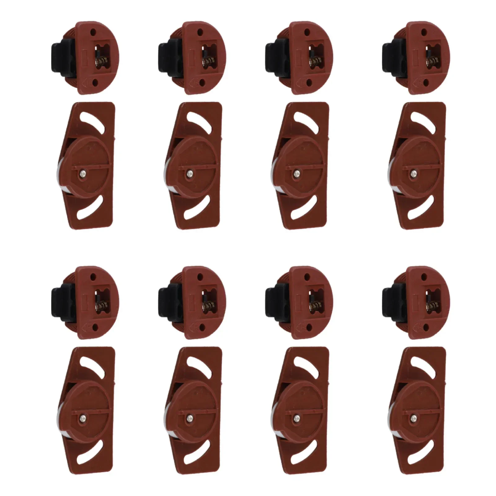 캐비닛 슬라이딩 문짝 기어 휠 및 슬라이딩 문짝 가이드 가구 옷장 롤러 다크 브라운 (흰색 휠) PA 플라스틱 나일론, 4/8 쌍