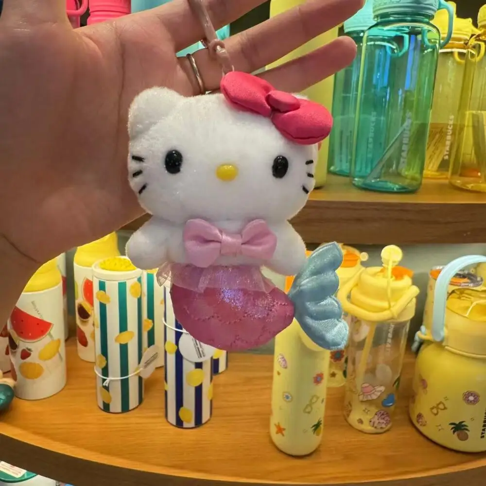 Sanrio American Version of The Black Skin Mermaid Hello Kitty Doll Hanging Keychain Kitty Cat Bag Accessories Cute Stuffed Toy