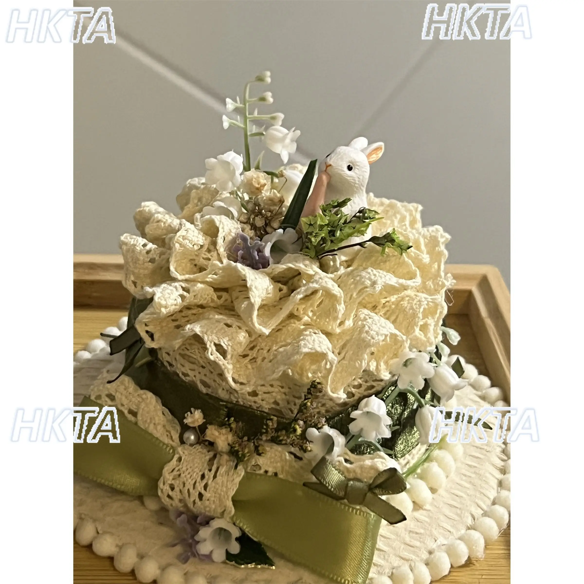 甘い手作りロリータケーキ帽子コスプレアクセサリー女性エレガントかわいい漫画弓プリーツレース誕生日小さな帽子付き女性