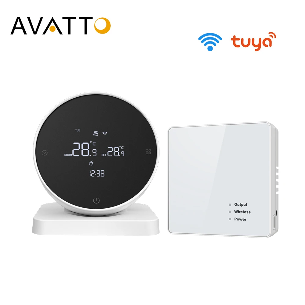 AVATTO Tuya WiFi Smart Thermostat，RF Wireless Temperature Controller for Gas Boiler Water Heating Works with Alexa Google Home