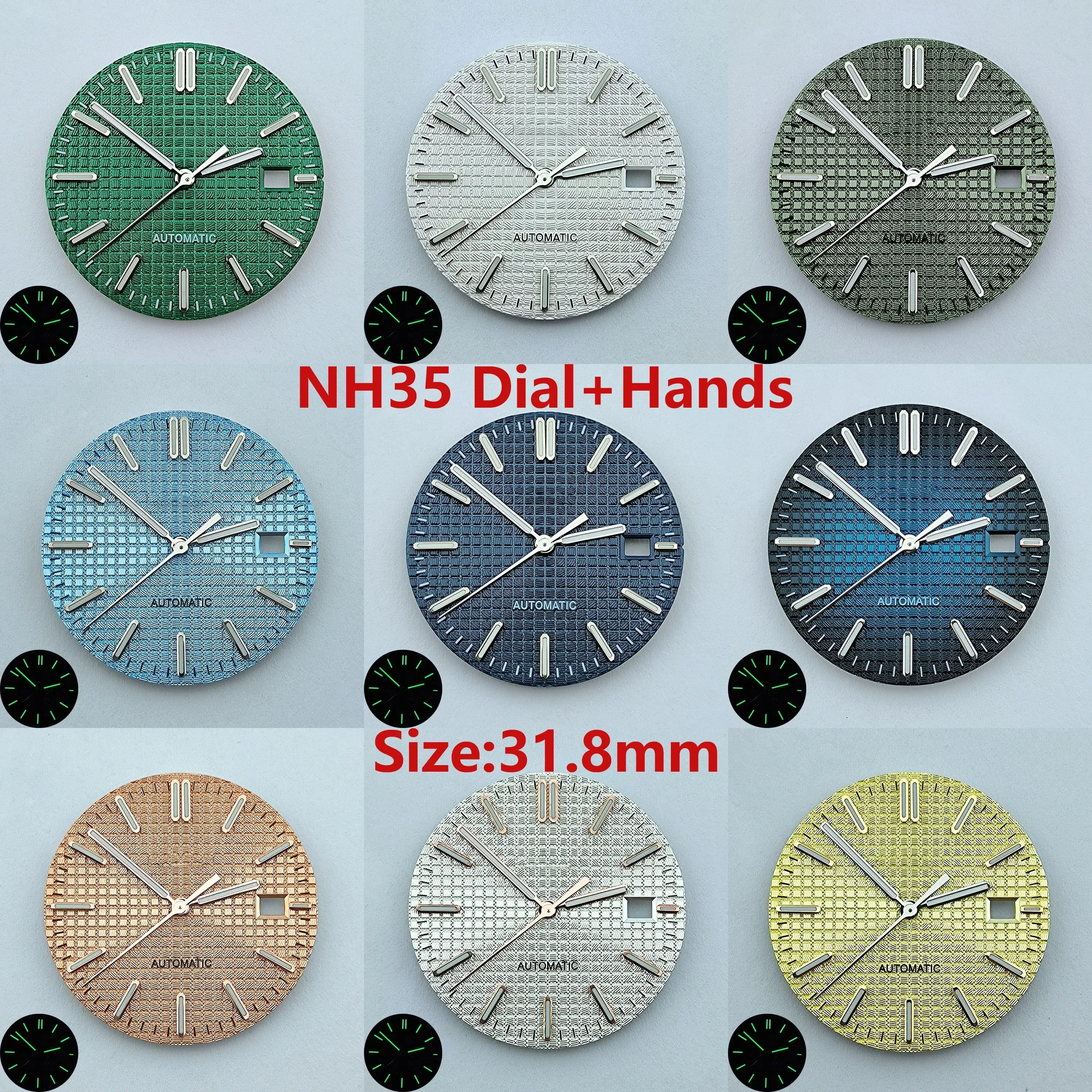 Nh35 Dial Nh36 Dial 31.8Mm Horloge Wijzerplaat Groen Lichtgevende Gezicht Voor Nh35/Nh36 Movement Watch Accessoires Reparatie Tools