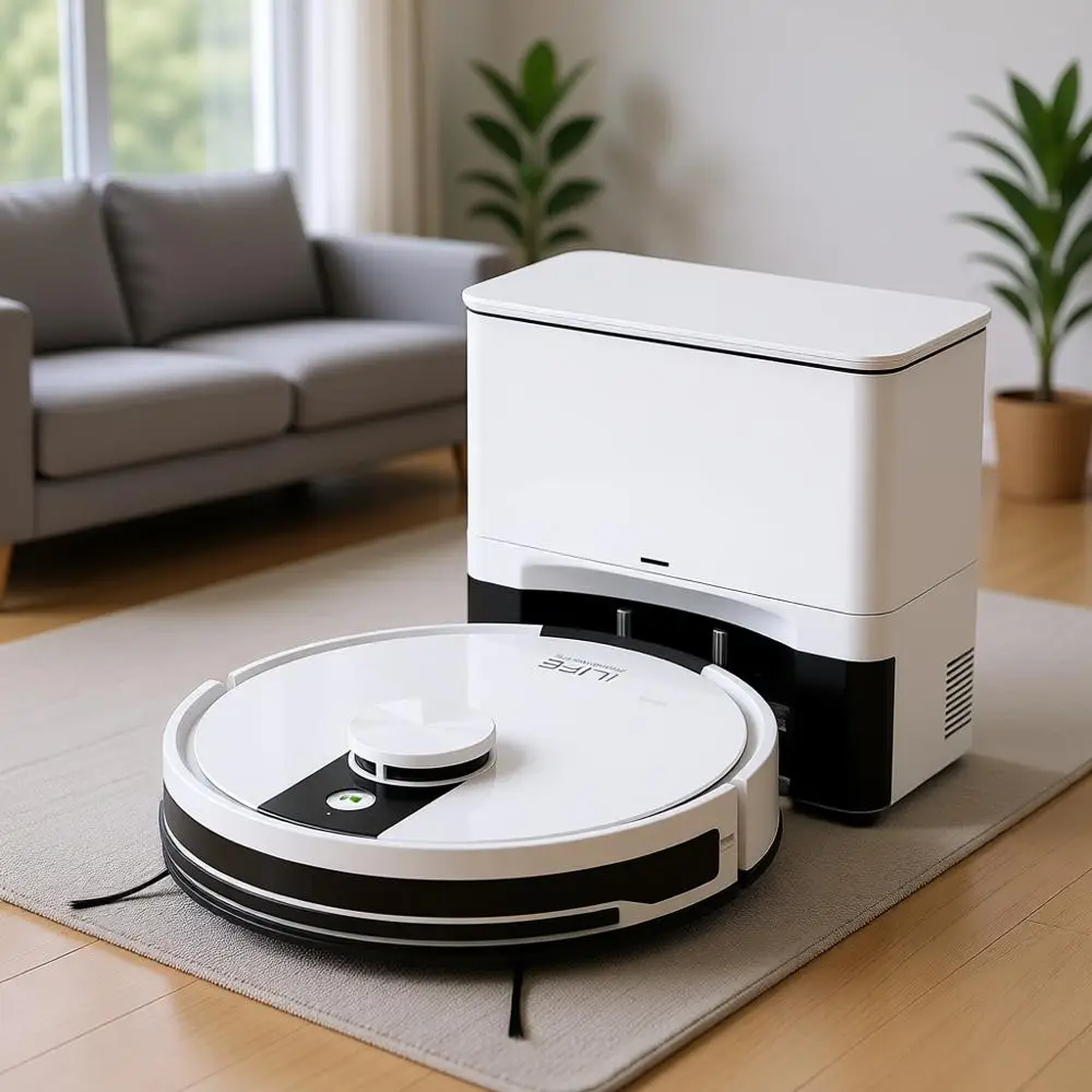 

Robot Vacuum and Mop Combo, Self-Emptying Station, 60 Days, LiNavigation, Home Mapping, No-Go Zones, 2.4G Wii/App/Alexa/Remote C