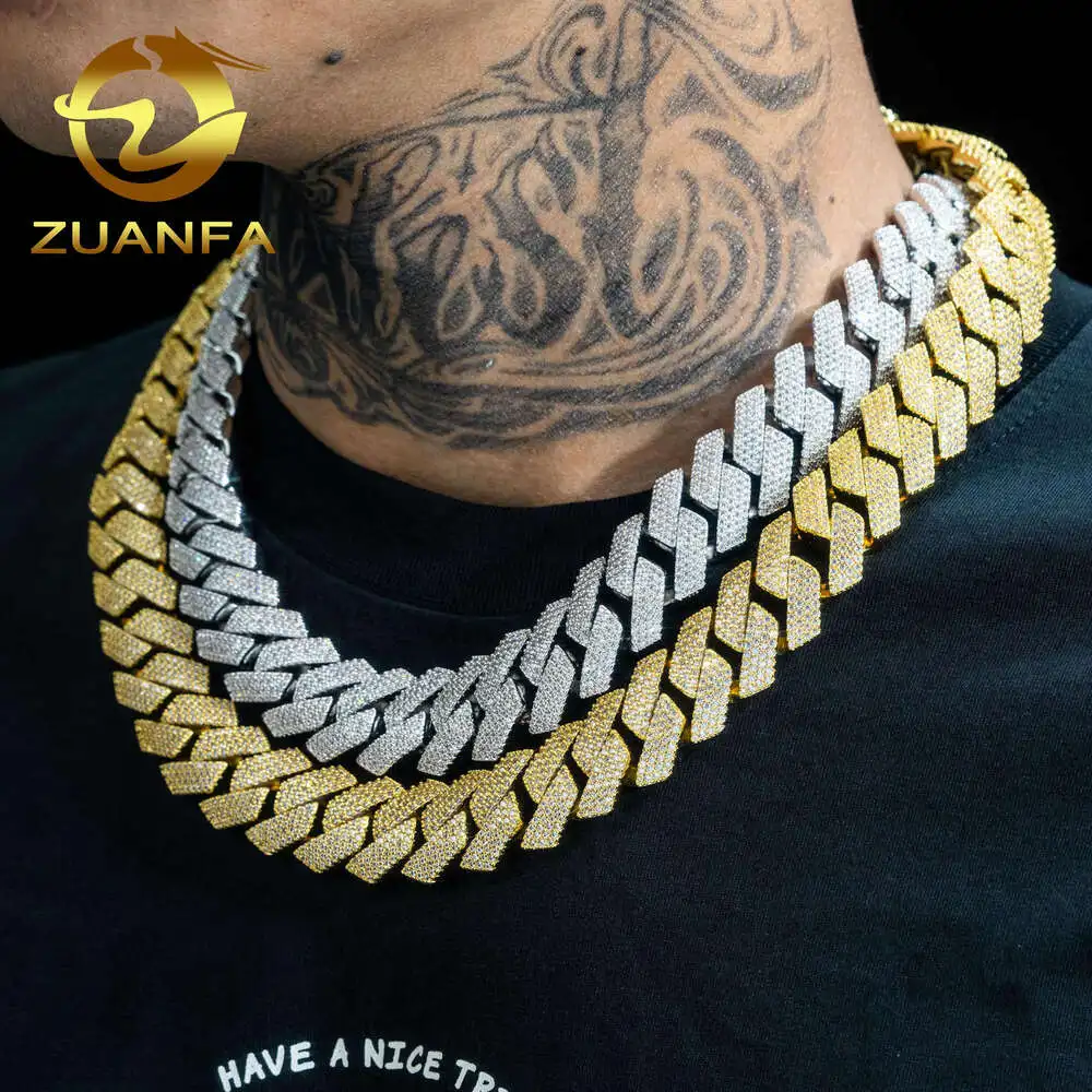 

Fine Jewelry Custom Necklace 925 Sterling Silver Mens Gold Plated Hip Hop Rock Cuban Chain Vvs Diamond Moissanite Cuban Chain