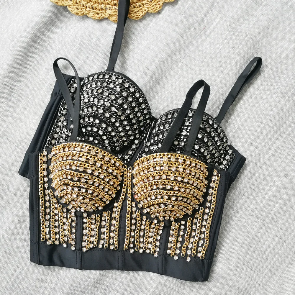 Visivane Fashion Diamond Sequin y2k Tank Top Women Shaper Blusa Camis Corset Woman Clothes Streetwear Bra Ladies Shirt Crop Tops