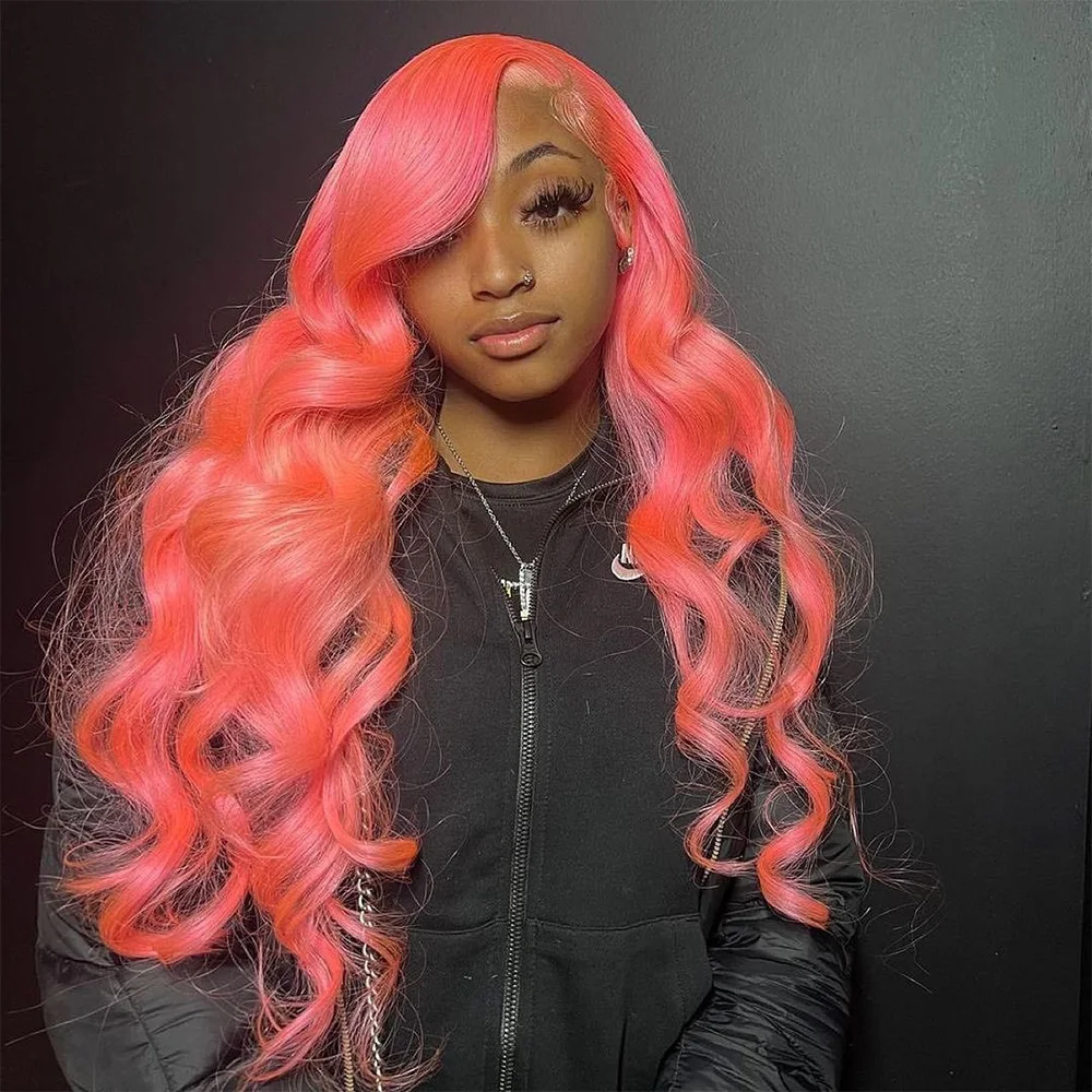 

Linhua Orange Red Colored Body Wave #613 Blonde 13X4 Lace Wigs 13X6 Transparent Lace Frontal Human Hair Wig 180% Remy Preplucked