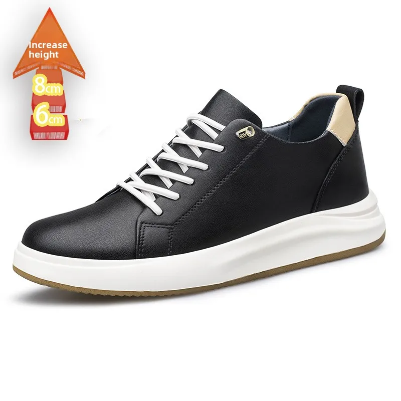 

Invisible 6 8CM Height Insoles Sneakers for Men Women Genuine Leather Fashion Casual Shoes Breathable Comfort Lifting Footwear