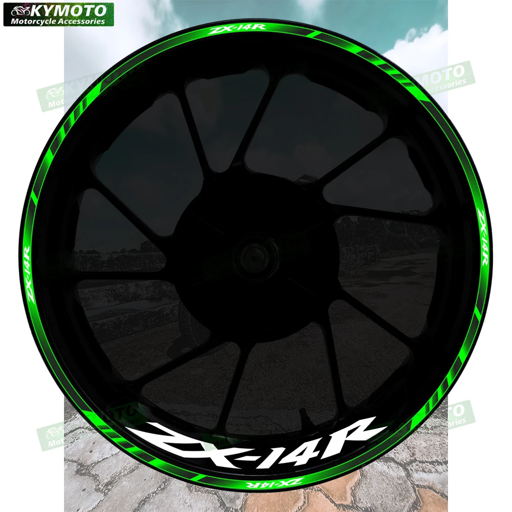 

For ZX-14R ZX14R motorcycle accessories 17 inch front and rear wheel decals fairing hub reflective rim stripe stickers