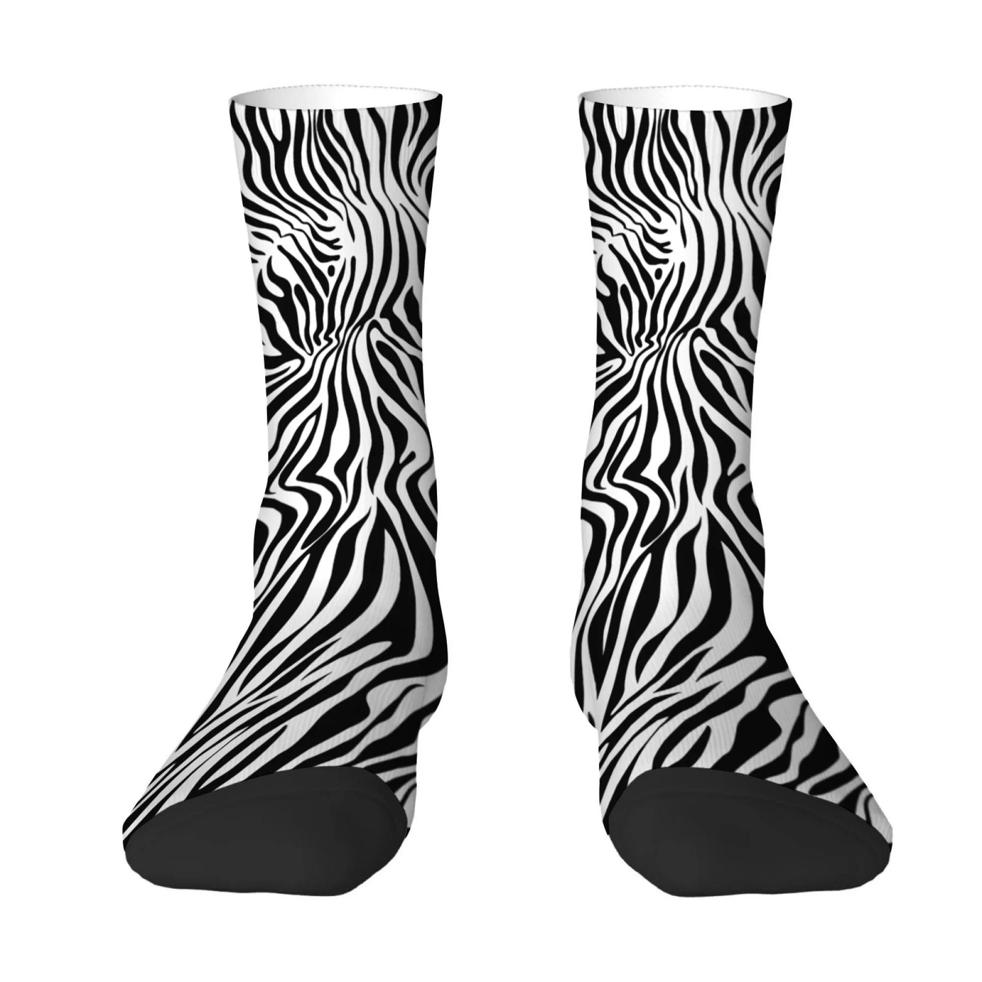 Fashion Classic Zebra Pattern Men's Socks Novelty Funny Sports Socks Elastic Breathable Non-slip Travel Casual Compression Socks