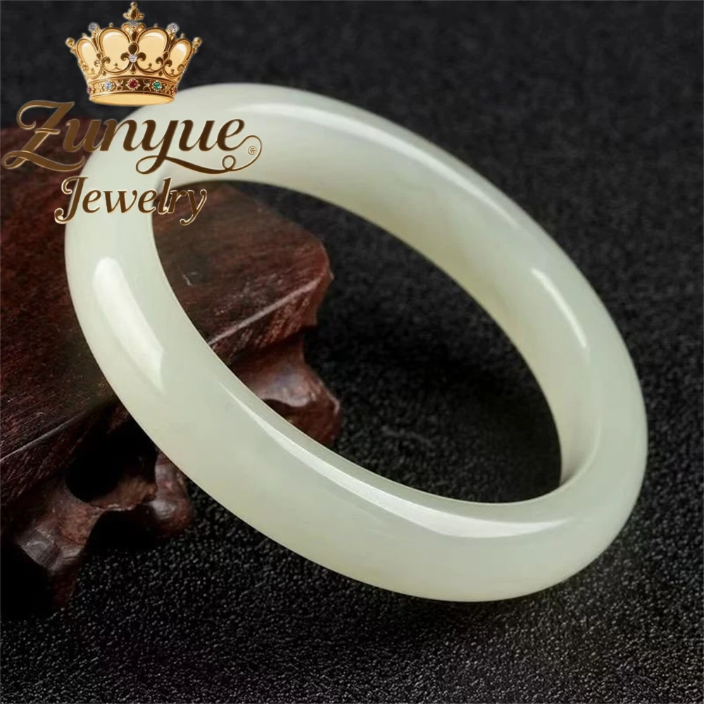 

High-End Natural Hetian Honey Water Jade Bracelet Simple Elegant For Good Luck And Holiday Gift Birth Day Luxury Jewelry