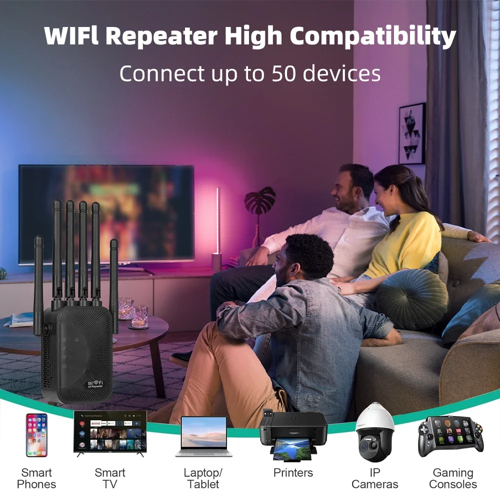 Regaton 1200Mbps Dual Band WiFi Extender, 2.4G+5.8G Wireless Signal Repeater Home WiFi Range Booster for Indoor Coverage S7dafb6196c8d435195164bc92078815aj
