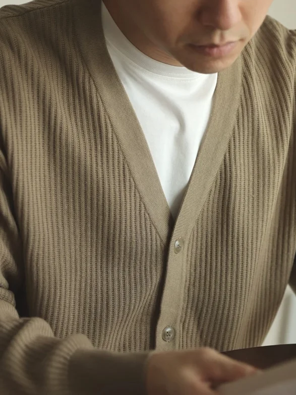 

Мужской вязаный кардиган в стиле ретро с V-образным вырезом, повседневная рабочая одежда, приталенный свитшот-куртка из шерстяной пряжи, американский стиль