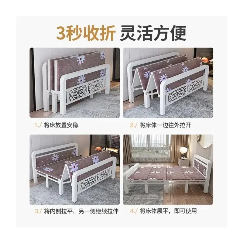 Reinforced Folding Wood Folding Bed for Lunch Break Household Double Bed Simple