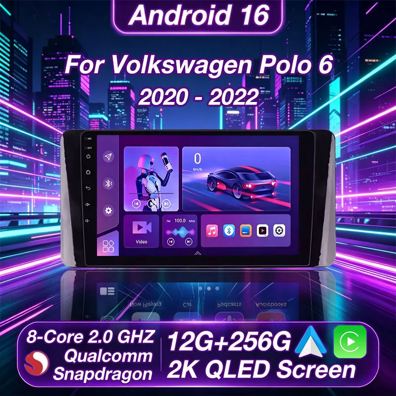 Wireless CarPlay Android Auto For Volkswagen Polo Mk6 VI 6 2020-2022 Android 16 Stereo Multimedia Car Radio WiFi 2 DIN Autoradio