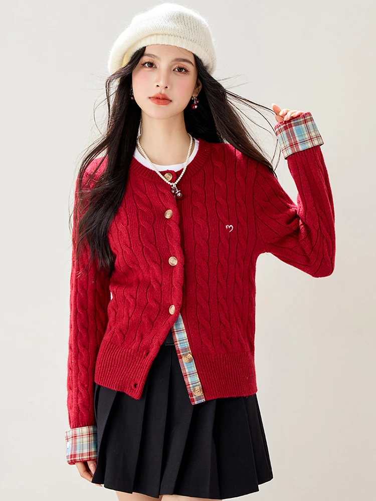 Frauen Langarm Strickjacke Oansatz Taste Unten Stricken Dame Herbst Gestrickte einreiher Strickjacke Pullover Falsche Zwei-stück top