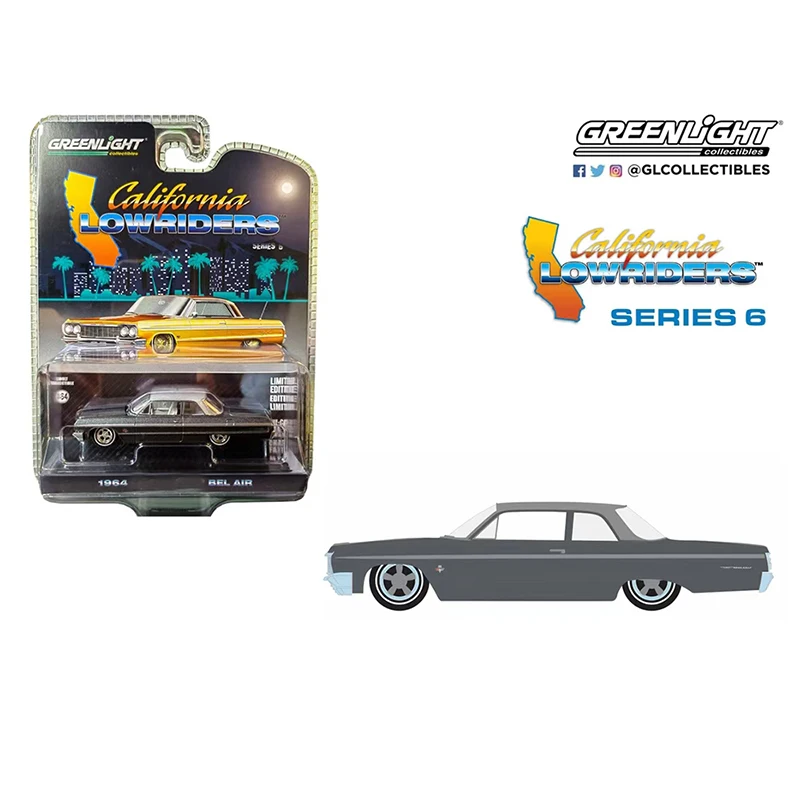 

Greenlight 1:64 1964 Bel Air Dark Gray Metallic and Silver Metallic Series Diecast Model Alloy Car Child Christmas Gift