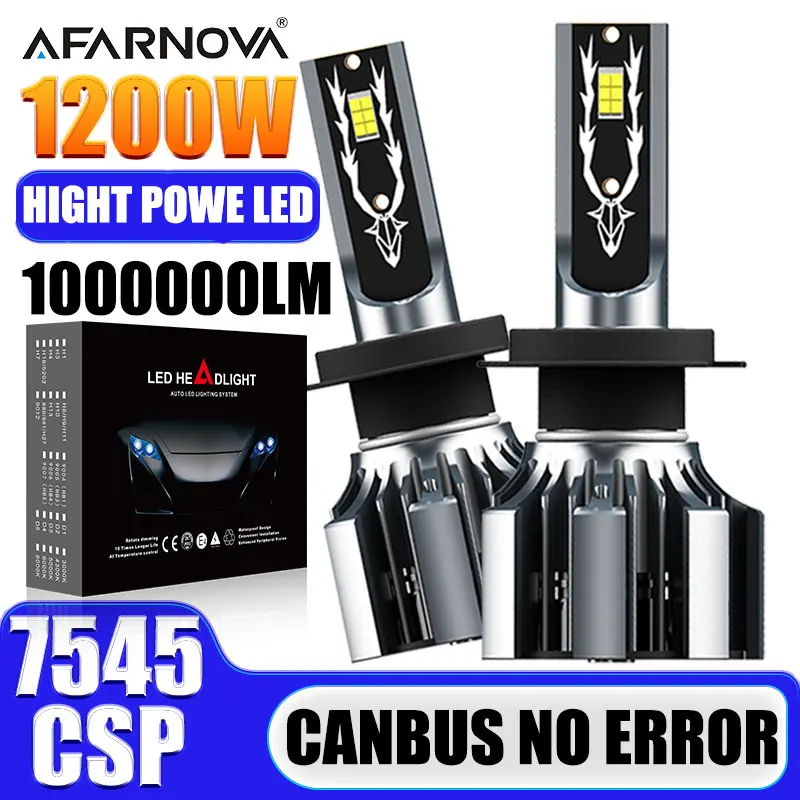 

2PCS H4 LED Headlight 1200W 7545 CSP Chips LED H7 H1 H11 H8 9005 9006 HB3 HB4 H9 6500K Auto Fog Lights 12V For Car accessories