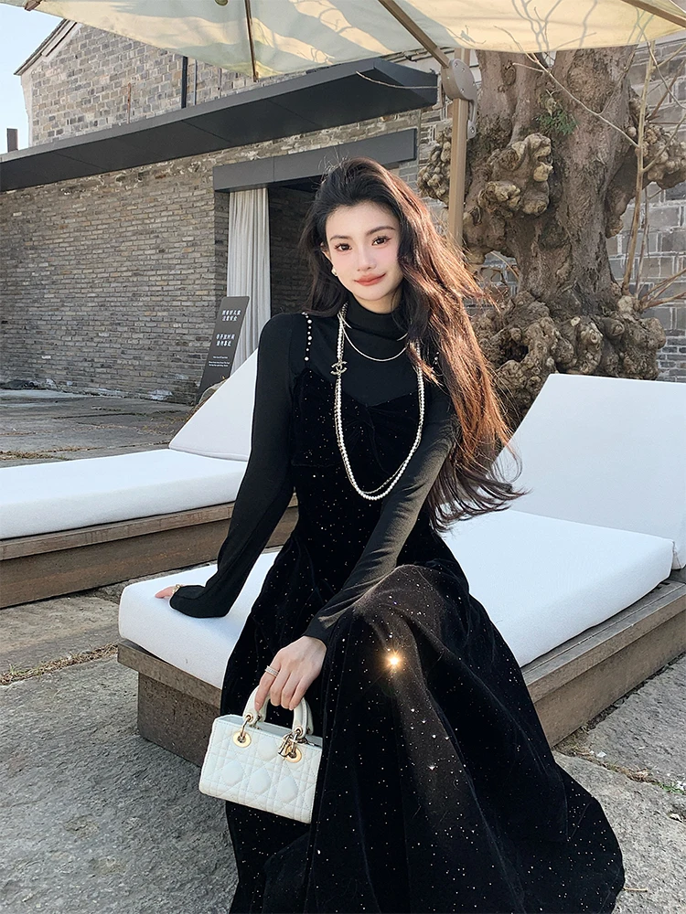 

AMNANA Облегающий трикотажный лонгслив с высоким воротником, универсальный базовый слой для повседневной носки, однотонный трикотаж