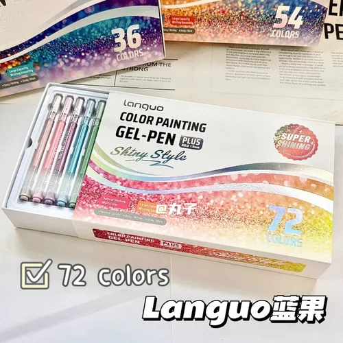 Bolígrafo de Gel con efectos de brillo, 72/6 colores, 1,0mm/0,5mm, gran capacidad, bolígrafo para escribir para estudiantes, pintura, dibujo, marcadores artísticos, suministros escolares