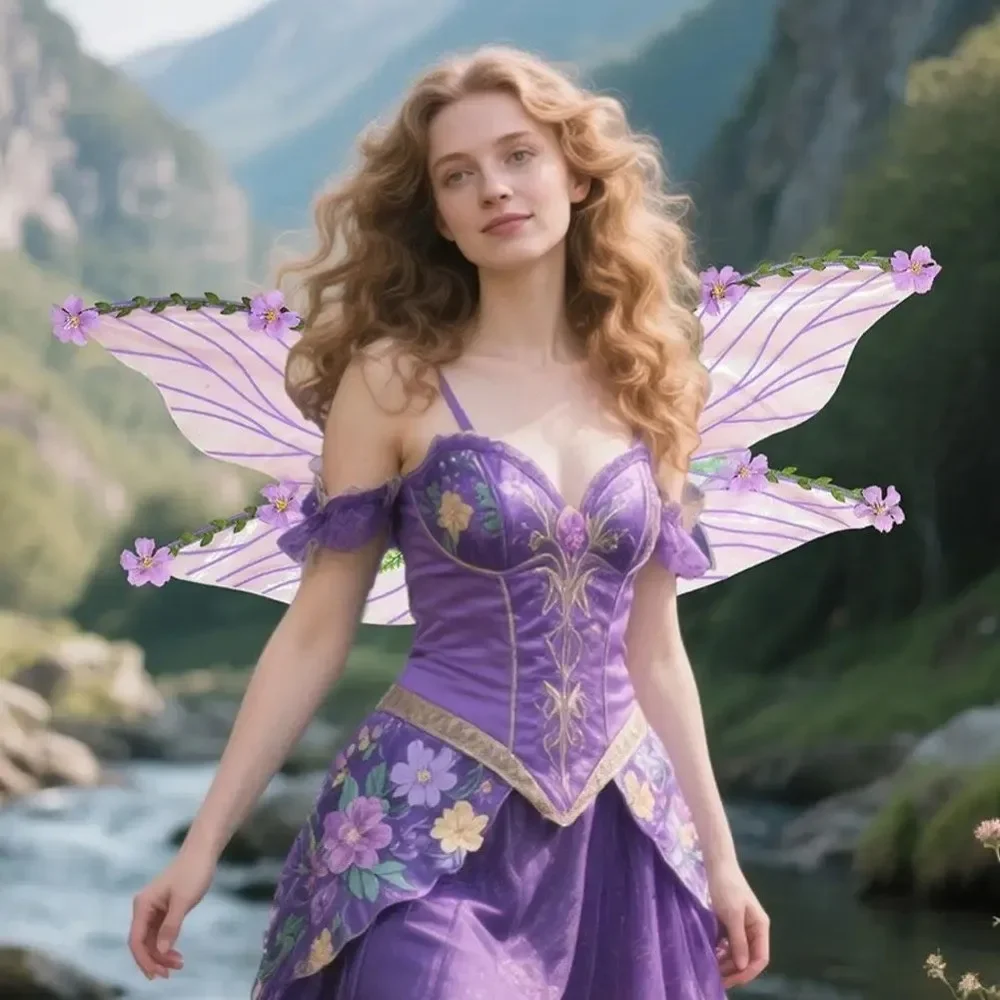 Fantasy Flowers Fairy Wing Vines Leaves Angel Wings Adult Size Fancy Dress Performance Art