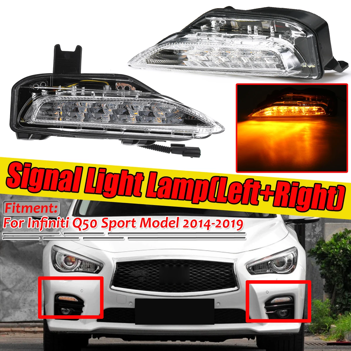 

1 Pair For Infiniti Q50 Sport Model 2014-2019 Signal Light Lamp Left 261354GA1A/ Right 261304GA0A Turn Signal Replace