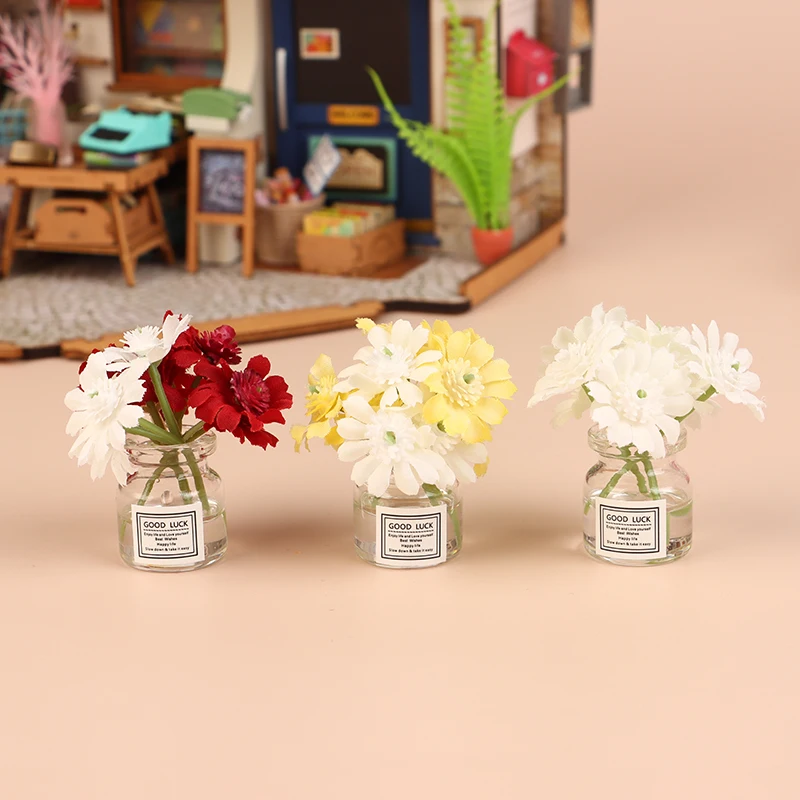 1pc 1/12 casa de bonecas flor em miniatura vaso vaso planta casa boneca decoração casa brinquedo mini jardim ornamento bonecas acessórios