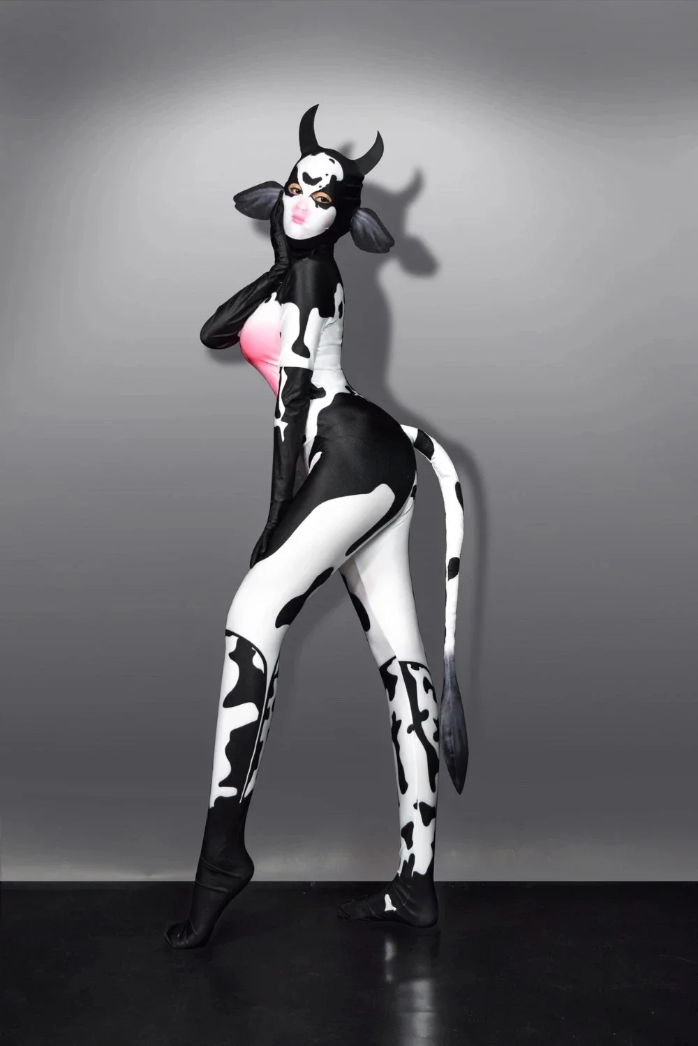 Sexy Nightclub Bar gogo stage dance Costume Halloween Little Cow Jumpsuit