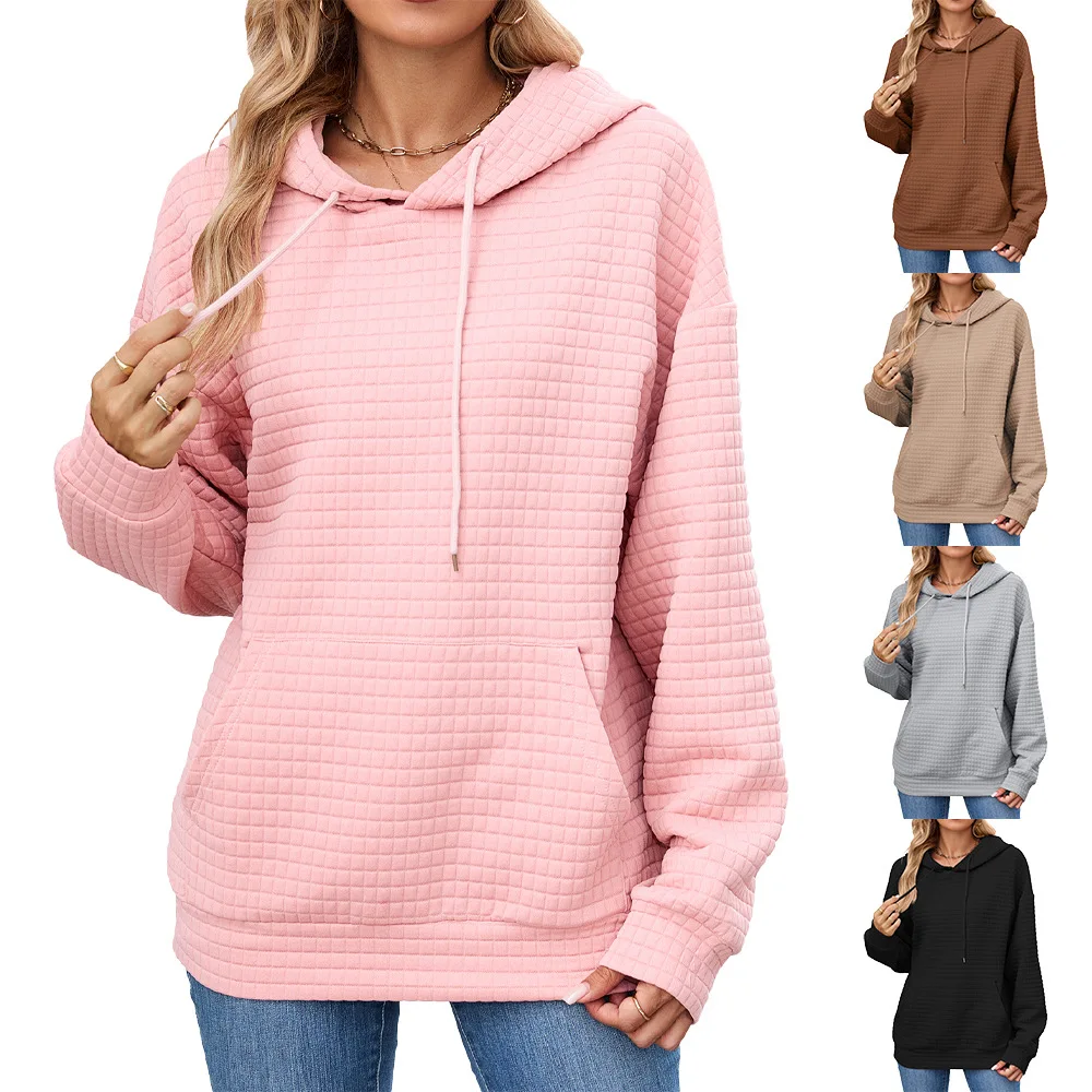 

Women's Hoodies Long Sleeve Casual Solid Color Drawstring Loose Hoodie Sweatshirts for Female Vintage Pullover Tops with Pockets
