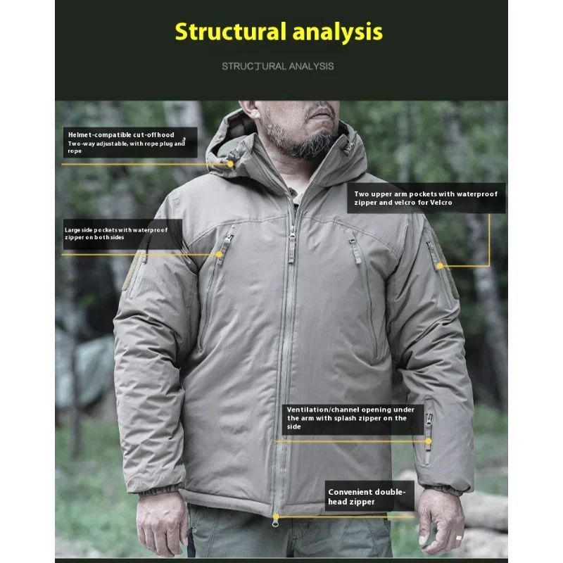 Nowa technologia ciepła bawełniana kurtka odporna na zimno z kapturem i wieloma kieszeniami taktyczna kurtka bawełniana w kamuflażu