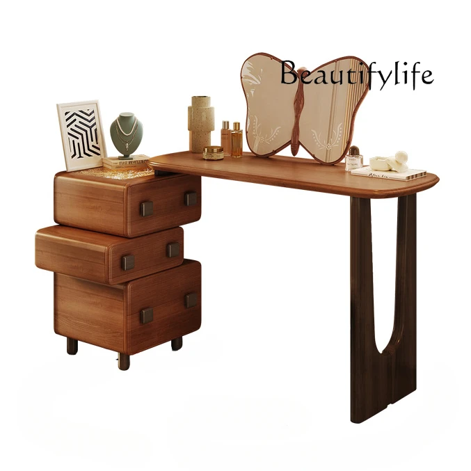 

French medieval bay window retractable dresser bedroom solid wood makeup table bedside chest