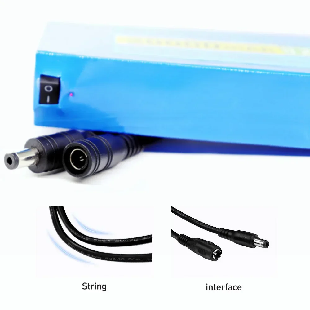 

100% New Portable 12v 20000mAh Lithium-ion Battery Pack DC 12.6V 20Ah Battery with EU Plug+12.6V1A Charger+DC Bus Head Wire