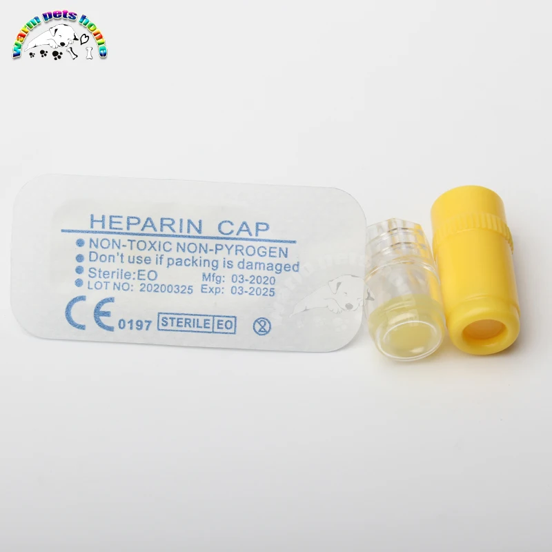 Tampões descartáveis da heparina do cateter da cânula iv do tampão da heparina dos pces 100 para animais consumíveis médicos veterinários do gato do cão